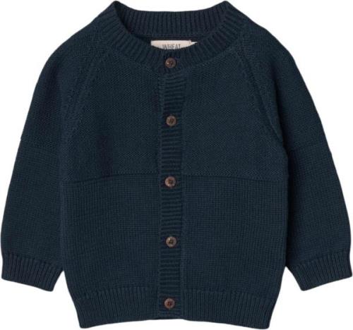 Wheat Strik Cardigan Eddy Str 2 år / 92 cm - Blå Cardigans Bomuld hos ...