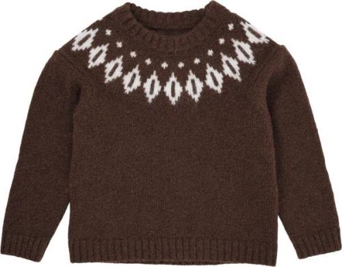 Copenhagen Colors Wool Iceland Blouse Str 128 - Dk Brown/cream C Strik...