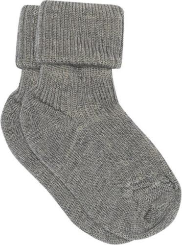 mpKids Ankle Wool RIB Turn Down Str 25/28 - Grå Strømper hos Magasin