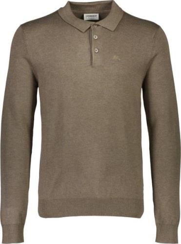 Lindbergh Long Sleeve Knitted Poloshirt Mand Dk Sand Mel Langærmede Po...