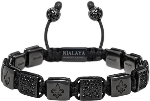 Nialaya Men's Ceramic Flatbead Bracelet in Black M - Armbånd Stål hos ...