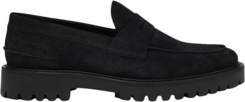 Garment Project Aaron Penny Loafer Black Suede Mand Black Loafers Str ...