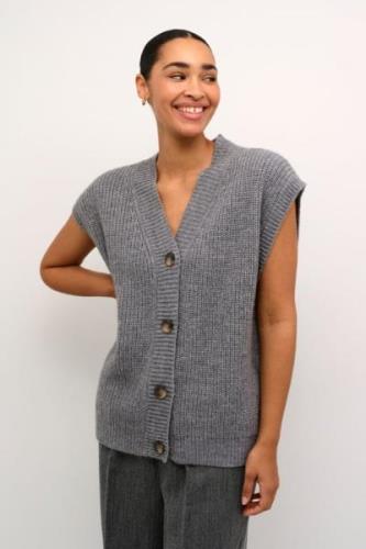 Kaffe Kanellia Knit Cardigan Kvinde Grey Melange Strikveste Str L - ho...