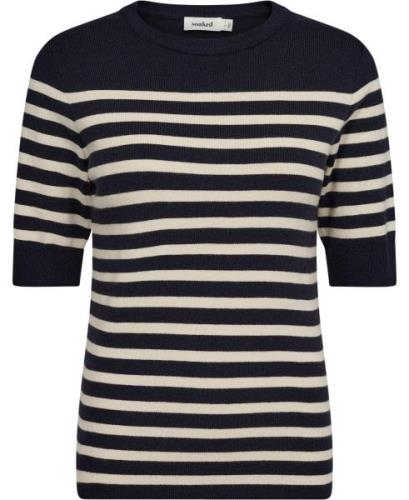 Soaked in Luxury Slpina Striped Tee Kvinde Night Sky With White Stripe...