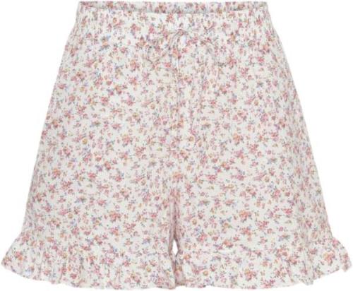 HUNKØN Cecilia Shorts Kvinde White Floral Casual Shorts Str L - hos Ma...