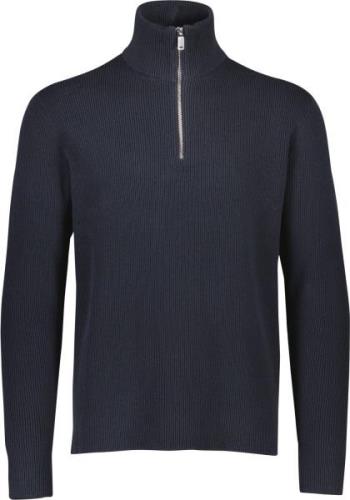 Lindbergh Half zip rib Knit Mand Blå Turtlenecks Str L - hos Magasin