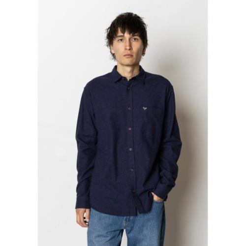 Fat Moose Frank Flannel Shirt Mand Dark Navy Melange Langærmede Skjort...