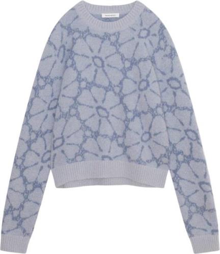 Wood Wood Wwspencer Graphic Knit Jumper Kvinde Soft Blue Sweaters Str ...