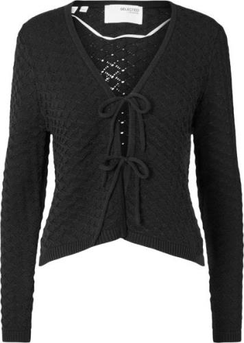 Selected Femme Slffrida LS Structure Knit Cardigan Kvinde Sort Sweater...