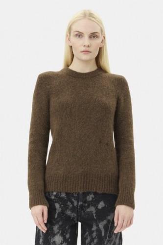 Ganni Brushed Alpaca Oneck Kvinde Rain Drum Sweaters Str L - hos Magas...