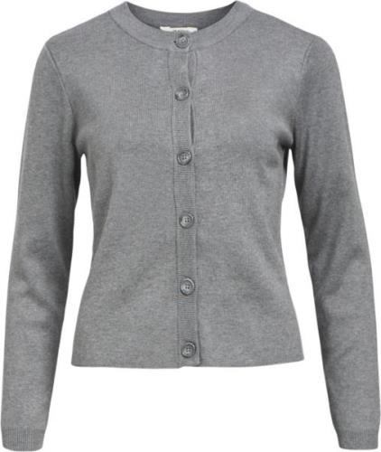 Object Objester SLI L/S Knit Cardigan Noos Kvinde Medium Grey Melange ...