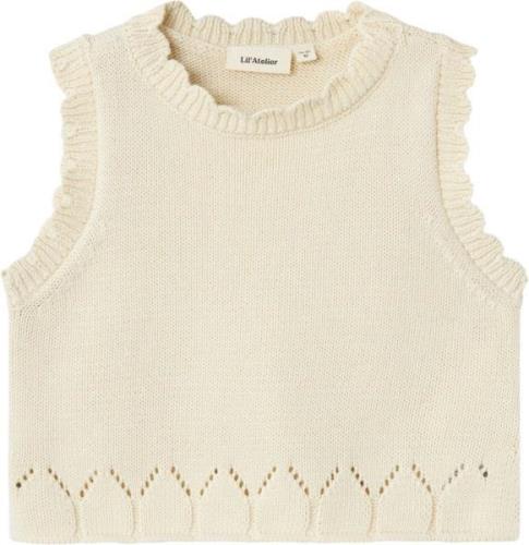 Lil' Atelier Nmframla Loose Short Knit Vest LIL Str 92 - Turtledove St...