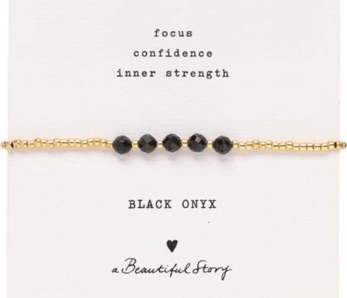 A Beautiful Story Essential Black Onyx Bracelet GC 16-22cm - Kædearmbå...