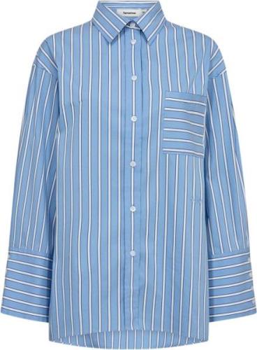 Tomorrow Trwjane Crisp Men's Shirt Malibu Stripe Kvinde Clear Sky Blue...