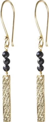 A Beautiful Story Bar Black Onyx Earrings GP 5cm - Ørehænger hos Magas...