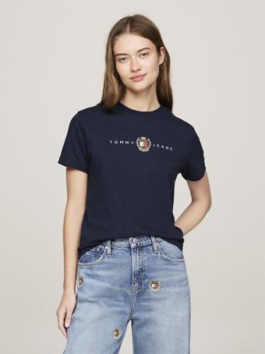 Tommy Hilfiger TJW REG Crest Linear TEE EXT Kvinde Dark Night Navy Kor...