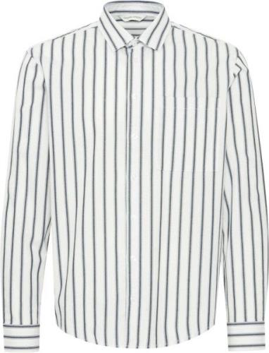 Casual Friday Cfalvin LS Dobby Striped Shirt Mand Snow White Langærmed...