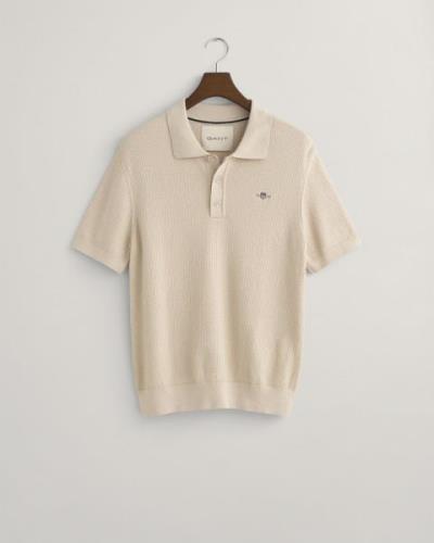 Gant Structured Cotton SS Polo Mand Soft Oat Sweaters Str M - hos Maga...