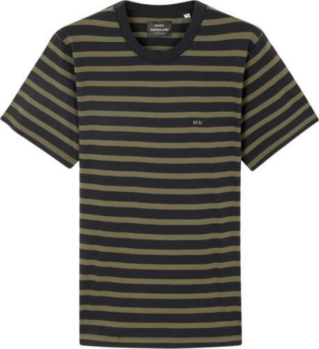 Mads Nørgaard - Copenhagen Cotton Jersey Stripe Frode Tee Mand Grøn Og...