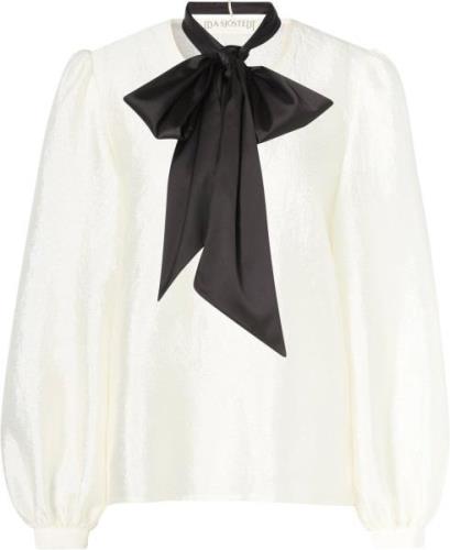 Ida Sjöstedt Elle Blouse Kvinde Cream White/black Langærmede Bluser St...