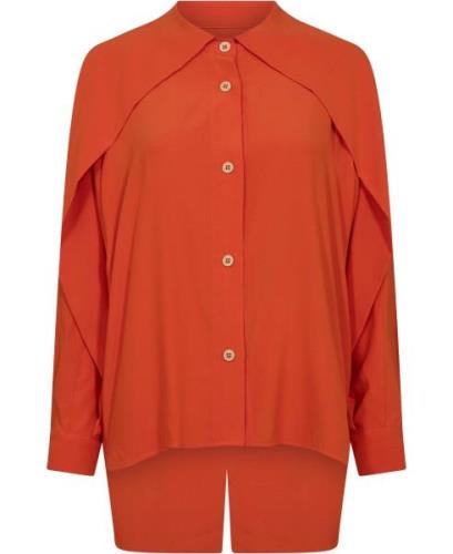 La Femme Rousse Agnes Shirt Kvinde Orange Langærmede Skjorter Str L - ...