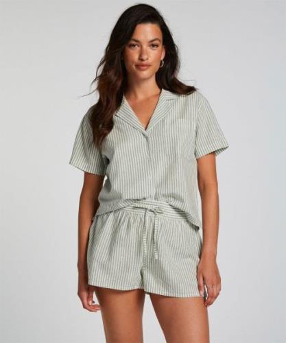 Hunkemöller Short Linen Stripe Natbukser Str L - hos Magasin