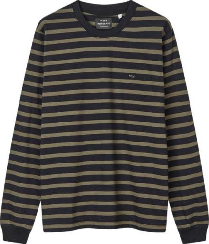 Mads Nørgaard - Copenhagen Cotton Jersey Stripe Frode Tee LS Mand Grøn...