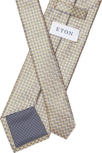 ETON Yellow Geometric Woven Silk Tie 80 - Slips Silke hos Magasin