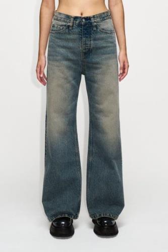 Hope Skid Jeans Kvinde Mid Blue Dirty Wide Jeans Str 29 - Denim hos Ma...