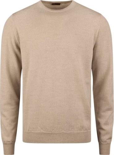 Stenströms Sweater Knitted Crew Neck With Patch Merino Wool Mand Beige...