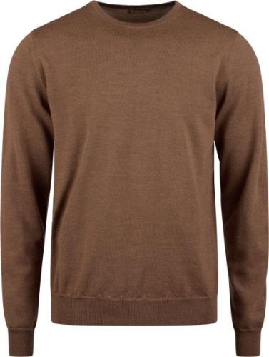 Stenströms Sweater Knitted Crew Neck With Patch Merino Wool Mand Brown...