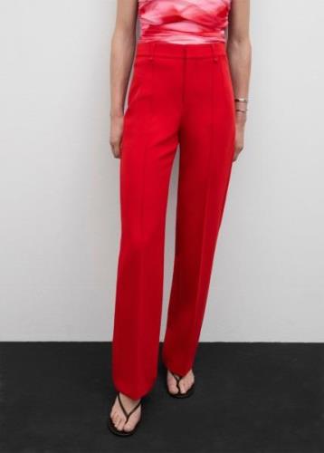 MANGO Straight Trousers With Decorative s Kvinde Red Bukser Med Lige B...