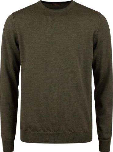 Stenströms Sweater Knitted Crew Neck With Patch Merino Wool Mand Green...