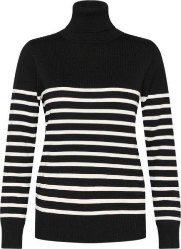 Saint Tropez Milasz St. Rollneck Pullover Kvinde Black Mila Stripe Swe...