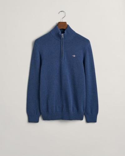 Gant Casual Cotton Half ZIP Mand Dark Jeansblue Melange Sweaters Str L...