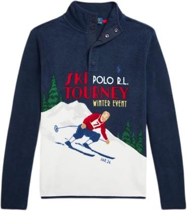 Polo Ralph Lauren Magic Poly Fleecels Mockneck-kn-sw Str L - Rl Navy M...