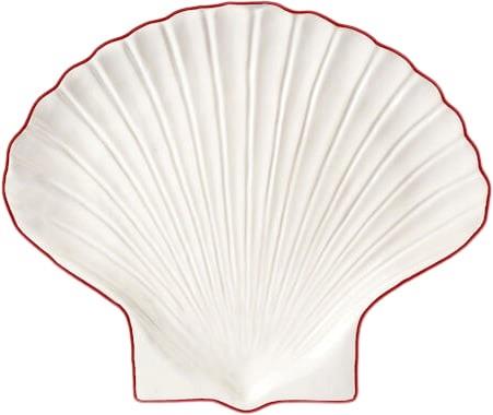 BYON Plate Shell Line S White/red Str 16x13x2cm - Serveringsfade hos M...