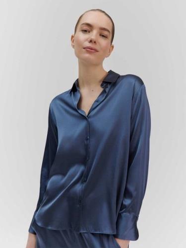 Rosemunde Jade Silk Shirt Kvinde True Navy Skjorter Str 40 - hos Magas...