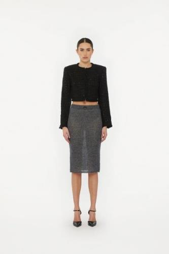 ROTATE Birger Christensen Boucle Crop Jacket Kvinde Black Overgangsjak...