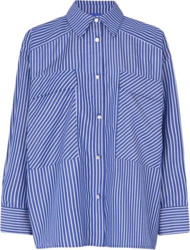 Cras Officecras Shirt Kvinde Dark Blue Stripe Langærmede Skjorter Str ...