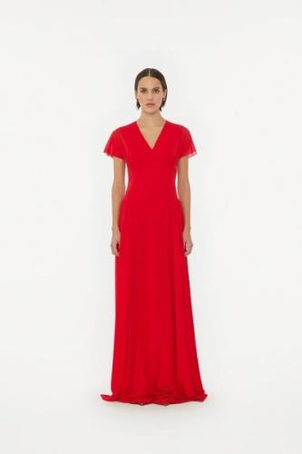 ROTATE Birger Christensen Maxi Vneck Dress Kvinde Racing Red Maxi Kjol...