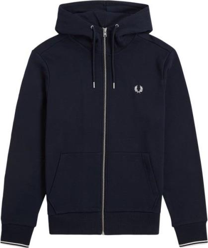 Fred Perry J7536 Mand Navy Hoodies Str L - Bomuld hos Magasin