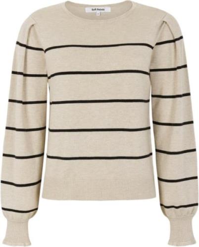 Soft Rebels Sranalia Stripe Knit Kvinde Feather Gray Melange Sweaters ...