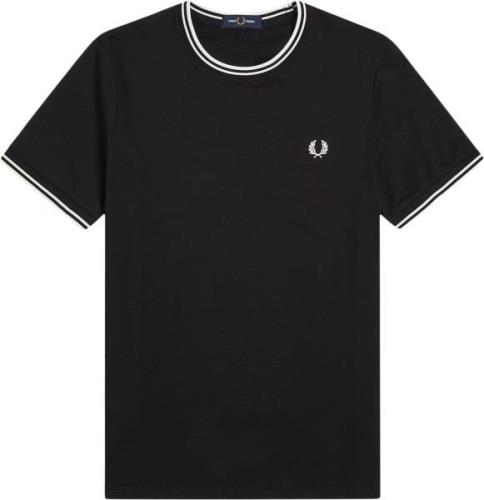 Fred Perry M1588 Core Mand Black Kortærmede T-shirts Str L - Bomuld ho...