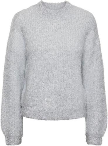 Pieces Pcraga LS Oneck Lurex Knit Kvinde Sølv Langærmede Bluser Str L ...