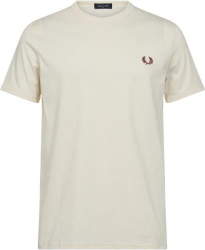 Fred Perry M3519 Mand Ecru Kortærmede T-shirts Str L - Bomuld hos Maga...