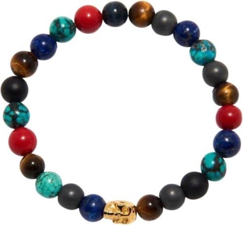 Nialaya Men's Beaded Bracelet With Bali Turquoise M - Armbånd Stål hos...