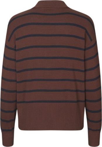 Modström Malvamd Stripe Polo Kvinde Andorra Navy Stripe Sweaters Str L...