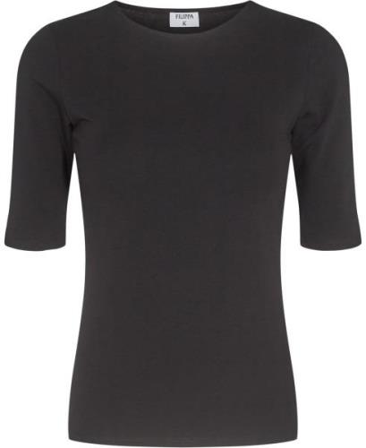 Filippa K Cotton Stretch Elbow Sleeve Kvinde Black Toppe Str L - Bomul...