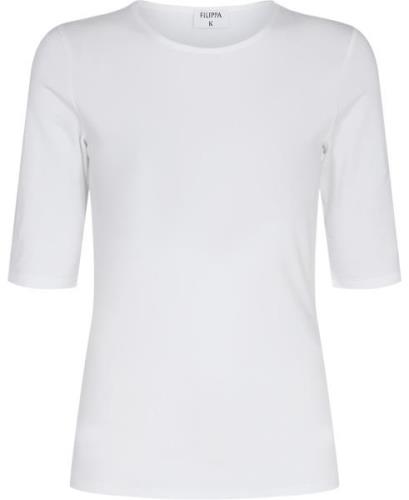 Filippa K Cotton Stretch Elbow Sleeve Kvinde White Toppe Str L - Bomul...